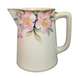Noritake Azalea Porcelain Pitcher 28oz Floral Gold Trim 5.75" Japan Juice jug mi